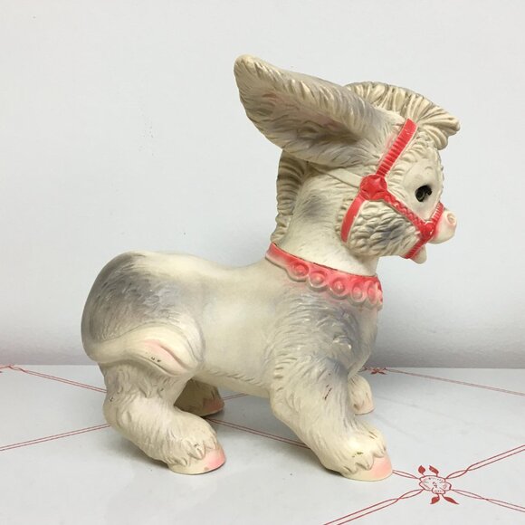 Vintage 1968 Rubber "Donkey" Squeaky Toy by J.L. Prescott - Sleep Eyes - Picture 4 of 7